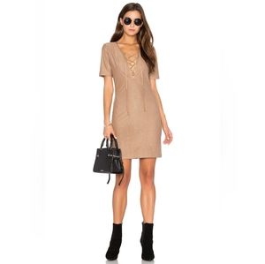 Riley Dress in Tan XS Faux Suede